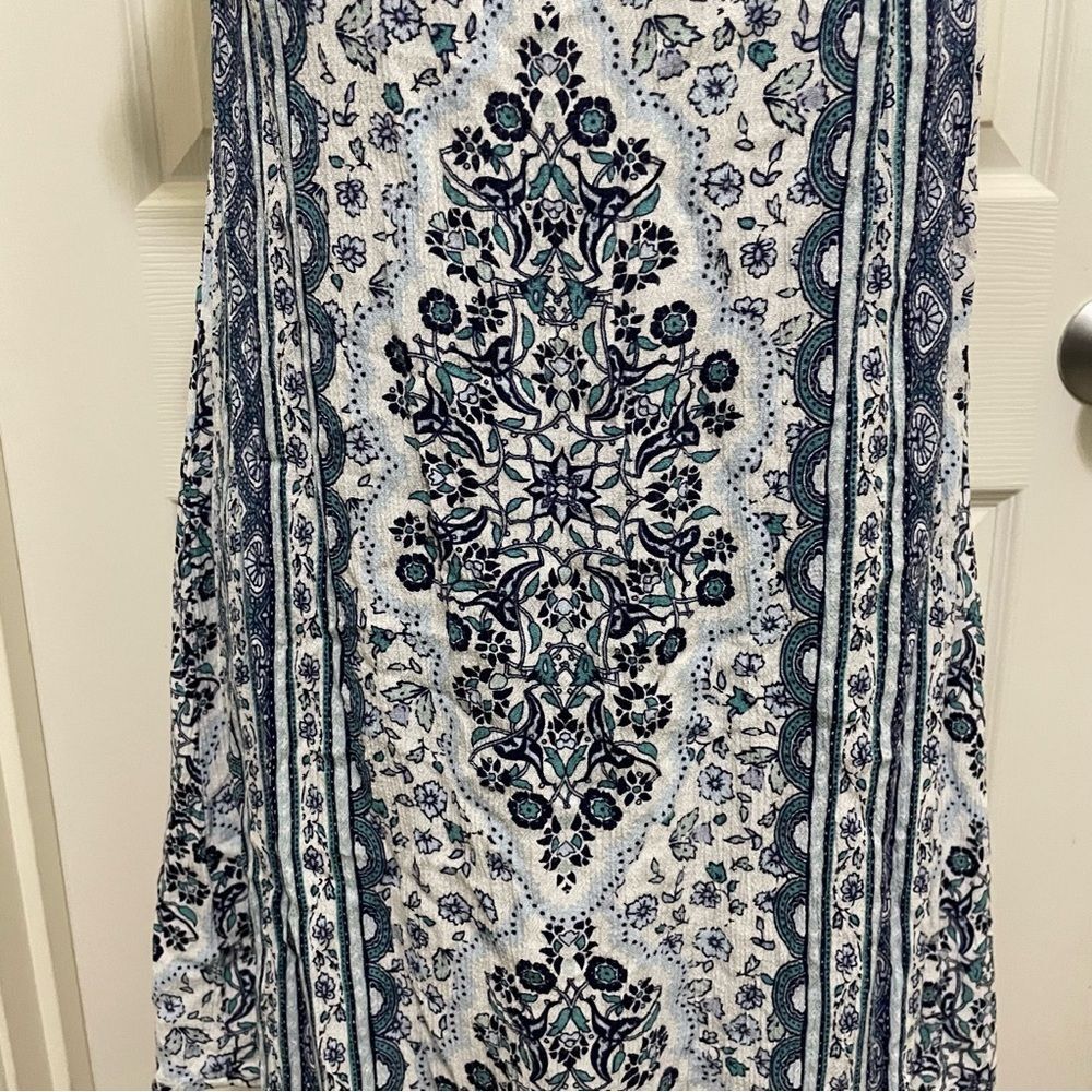 Wallflower Boho Floral Print Dress White & Blue Women's Size Medium Cottage - Picture 5 of 7